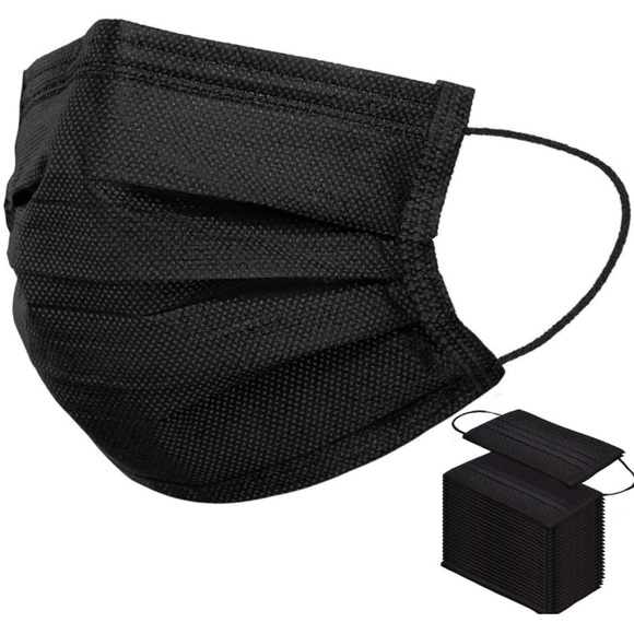 10 Disposable Black Face Masks - Picture 2 of 4